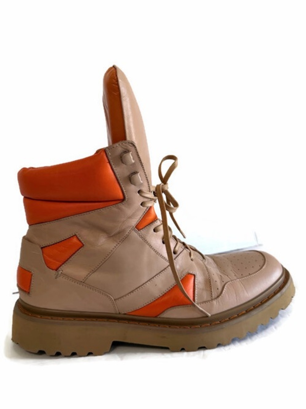 Calvin Klein Collection Beige and Orange Leather High-Top Boots